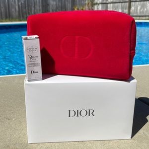 Dior red velvet pouch